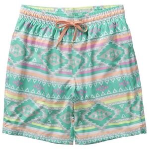 CHUBBIES Swim Trunks Size 2XL Blue Orange Geometric Print Lined 7" Inseam Preppy